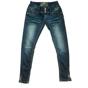 Dollhouse Low Rise Skinny Jeans Size 3 Dark Wash Y2K Zipper Ankle